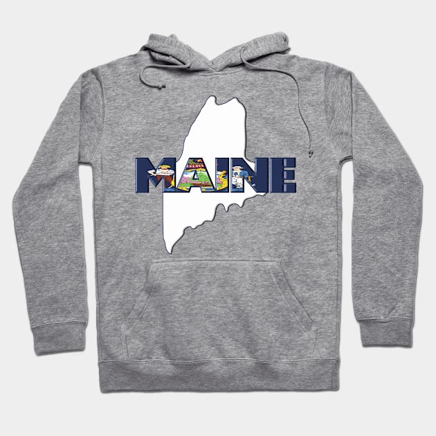 Maine Colored State Letters Hoodie by m2inspiration